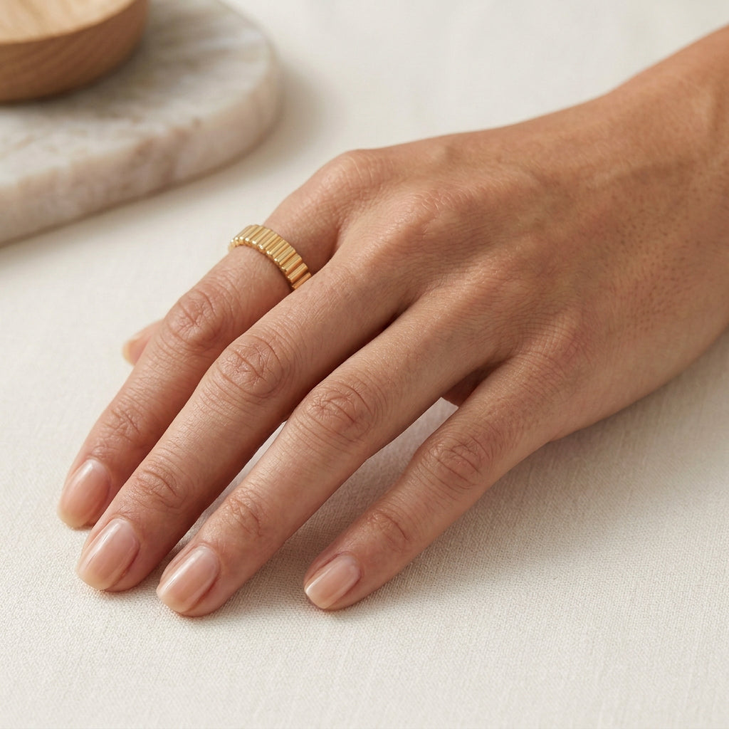 Croissant Ribbed Band Ring