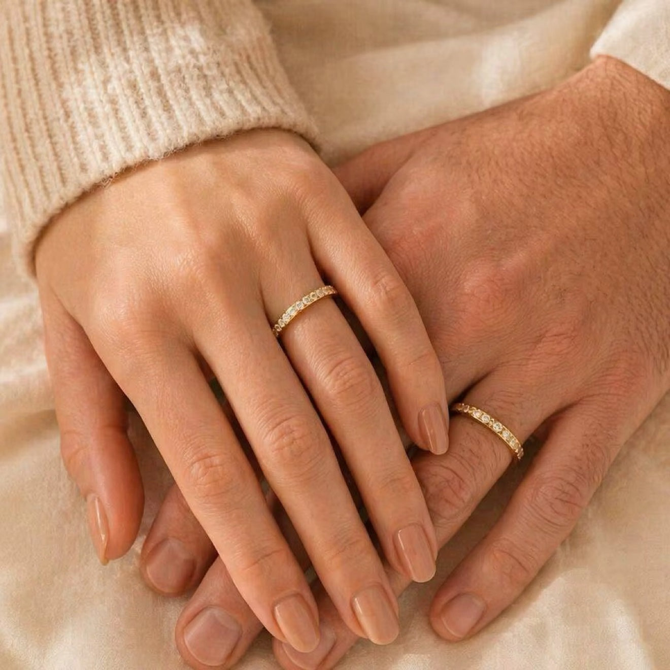 Pavé Eternity Band Couple Set