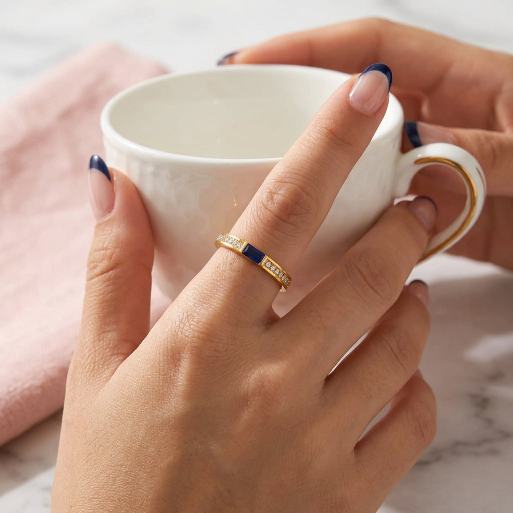 Blue Baguette Eternity Band