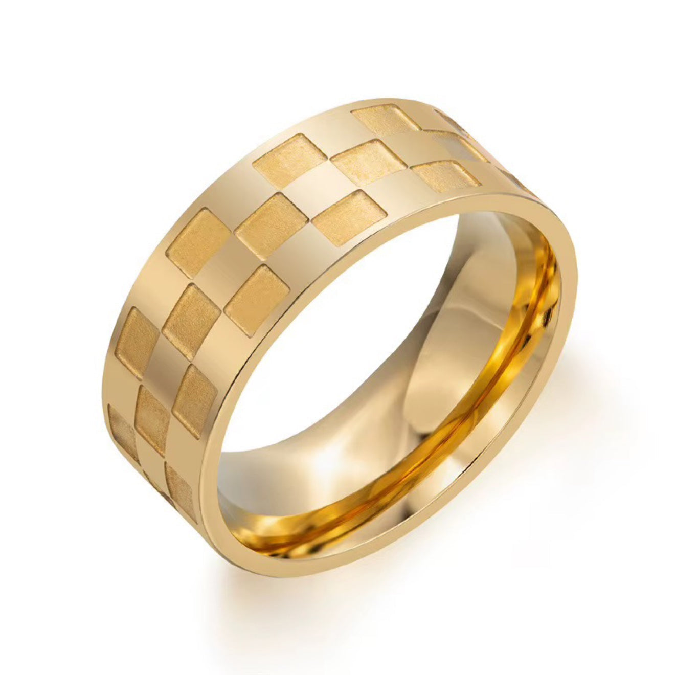 Checkerboard Band Ring in gold