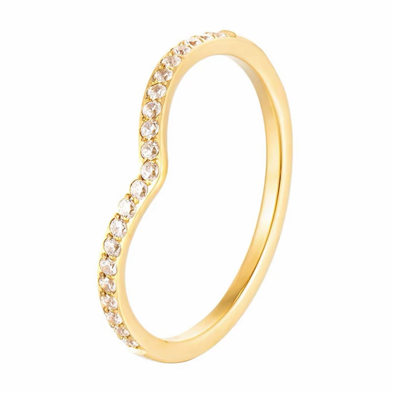 Curved V Pavé Ring