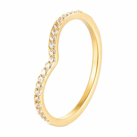 Curved V Pavé Ring