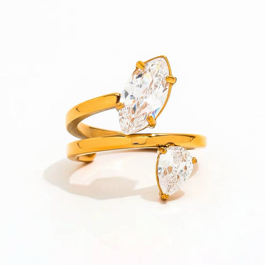 Pear and Marquise Bypass Ring