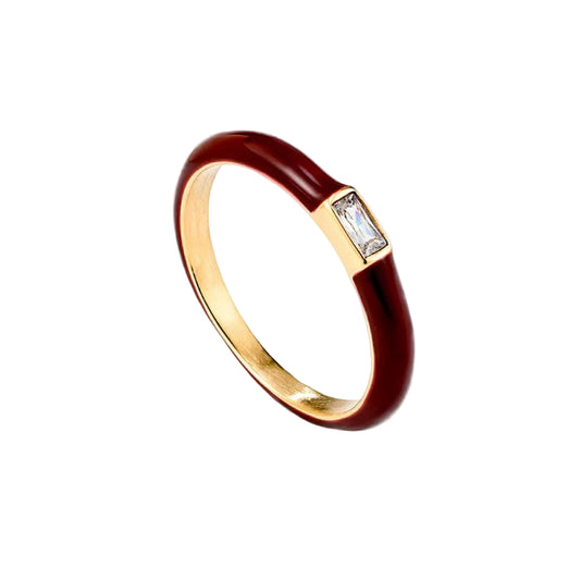 Burgundy Enamel Ring
