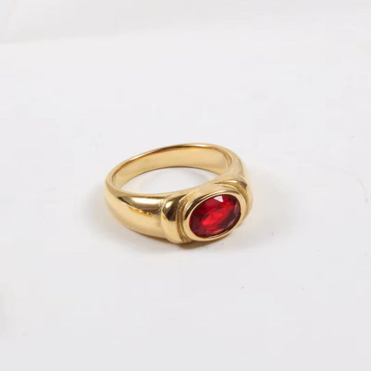 Red Oval Signet Ring